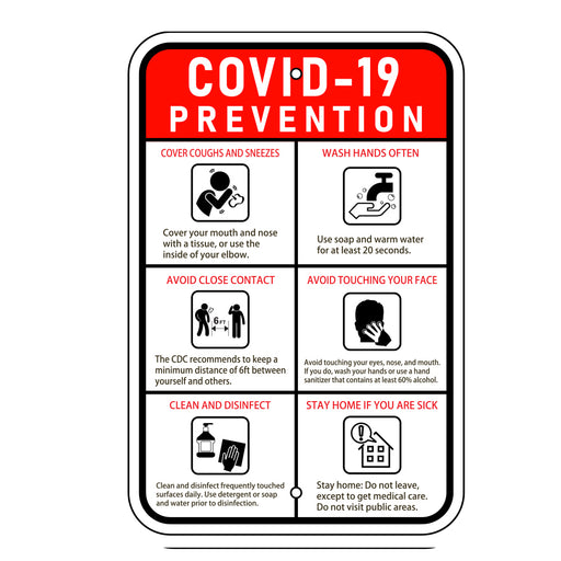 COVID-19 Prevention Sign 12"x18" - Milweb1