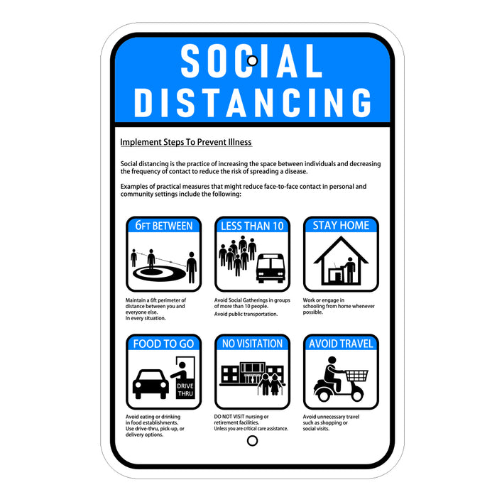 Social Distancing Sign 12"x18" - Milweb1