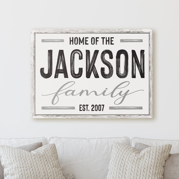 Personalized Family Name Sign Modern Farmhouse Established Vintage Rustic Custom Lastname | Wall Decor Canvas Print