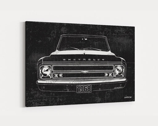1968 C10 Chevrolet Chevy Truck CarGrilleArt TM | Sign Car Auto Man Cave Art Grill Garage Men Gifts Wall Decor Canvas Print - Milweb1