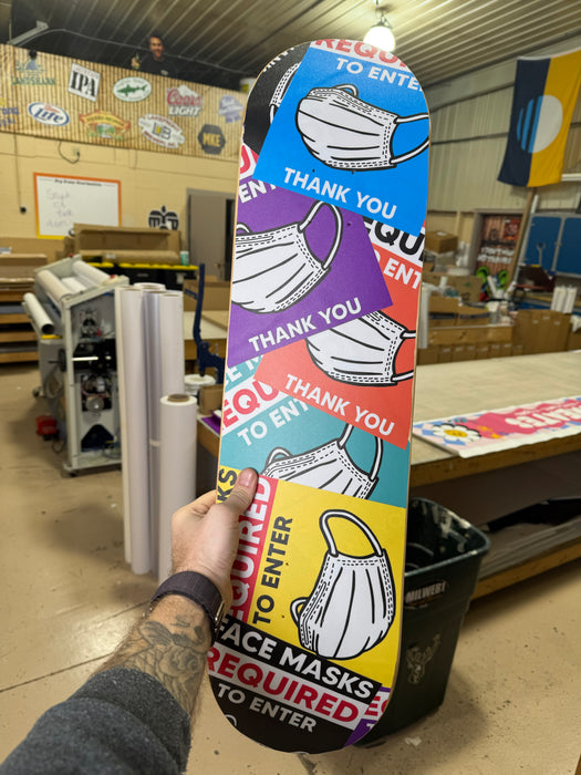 Milweb1 Mask Required / Pink Grip Tape Social Distancing / Mask Skateboard