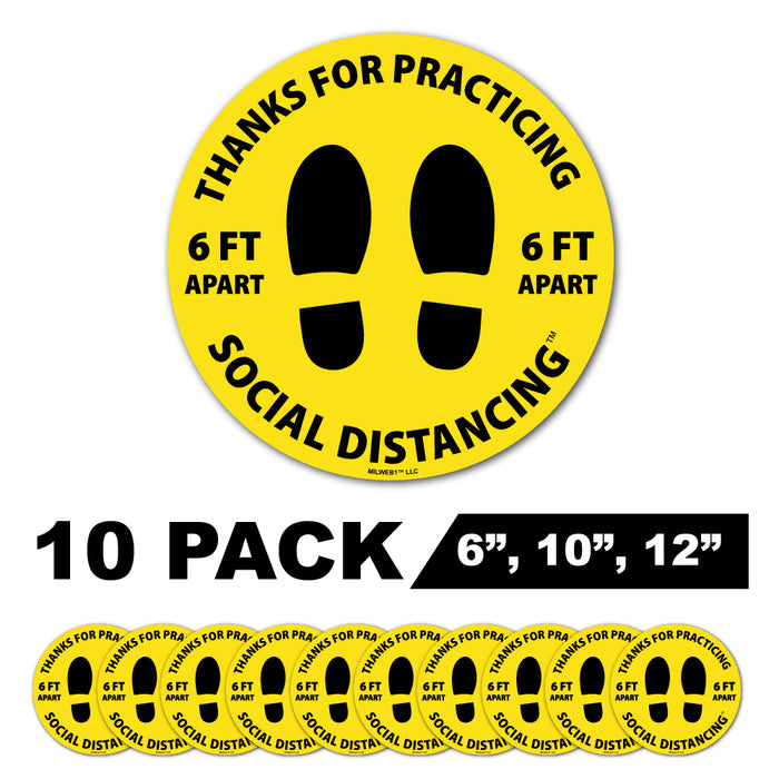 10 Pack - Thanks For Practicing Social Distancing Floor Decals - Milweb1