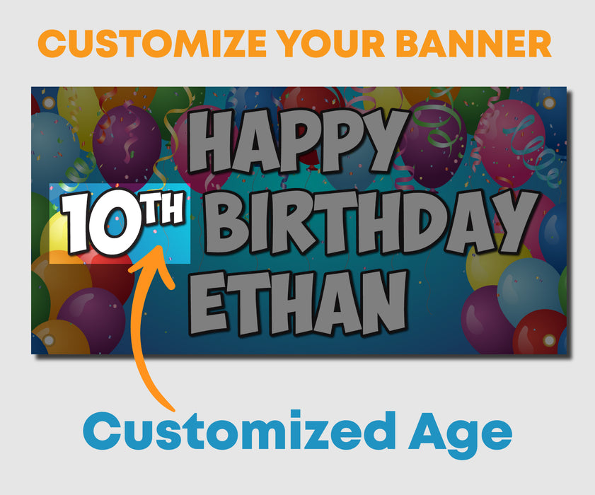 Happy Birthday Custom Name & Age - Vinyl Banner Sign - Milweb1