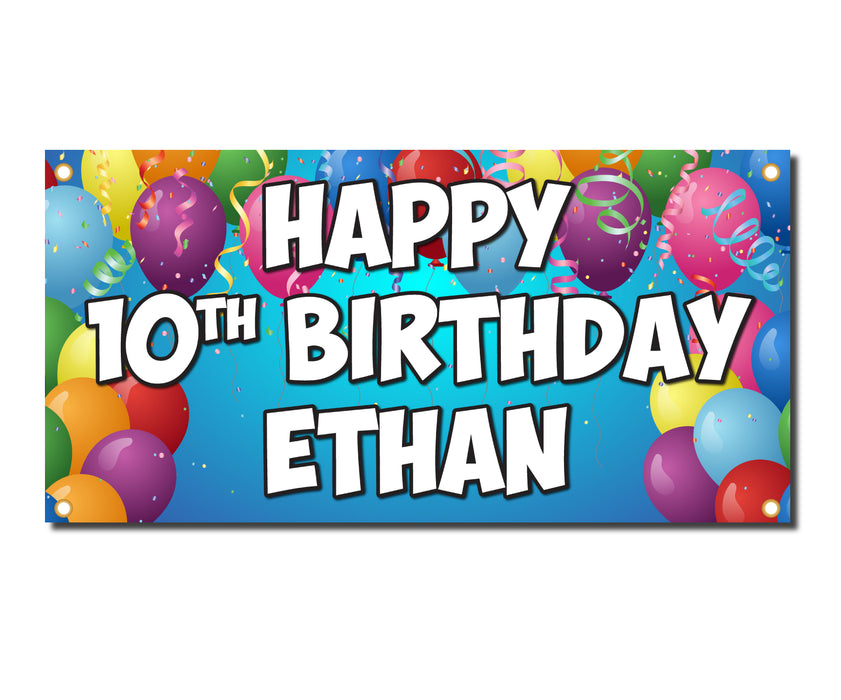 Happy Birthday Custom Name & Age - Vinyl Banner Sign - Milweb1