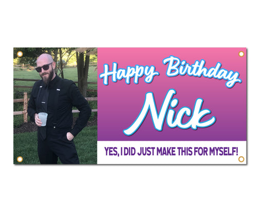 Happy Birthday Custom Image, Wording & Color - Vinyl Banner Sign - Milweb1