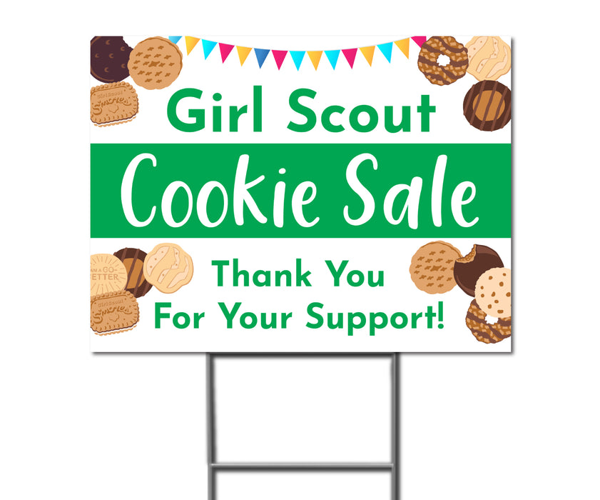 Cookie Sale / Girl Scout Sale Cookies - Double Sided Yard Sign with Stakes Sign - Milweb1