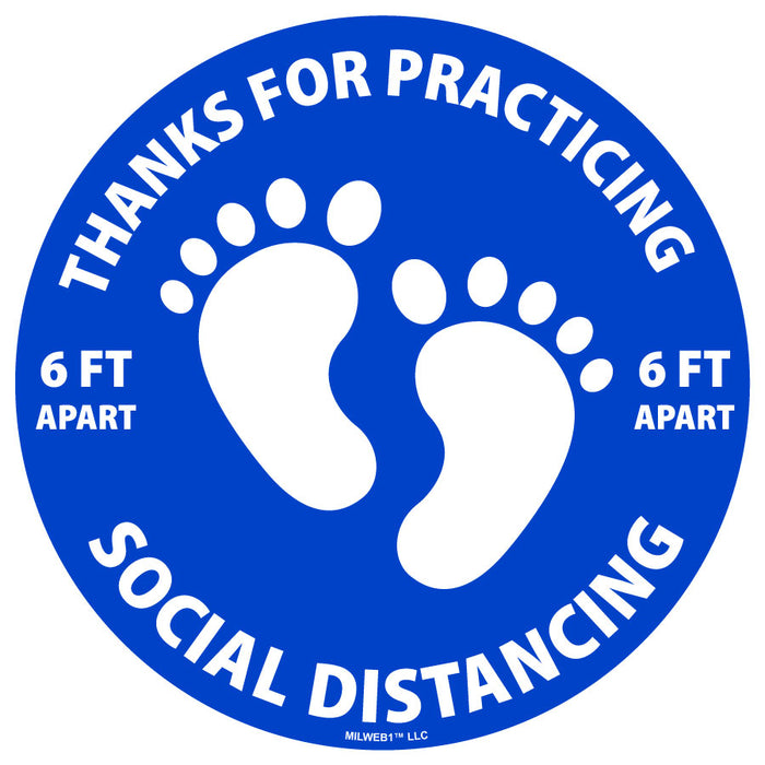 Thanks For Practicing Social Distancing with Feet Floor Decals - Milweb1