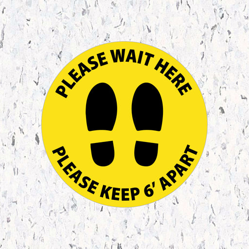 Social Distancing Floor Decals - Please Wait Here Stand 6' Apart - Milweb1