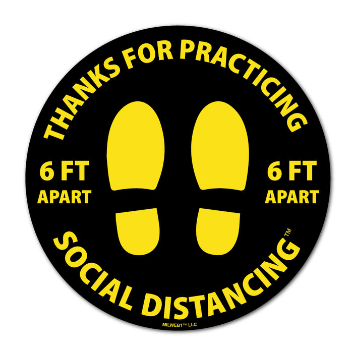 Social Distancing Floor Decals - Thanks For Practicing - Milweb1