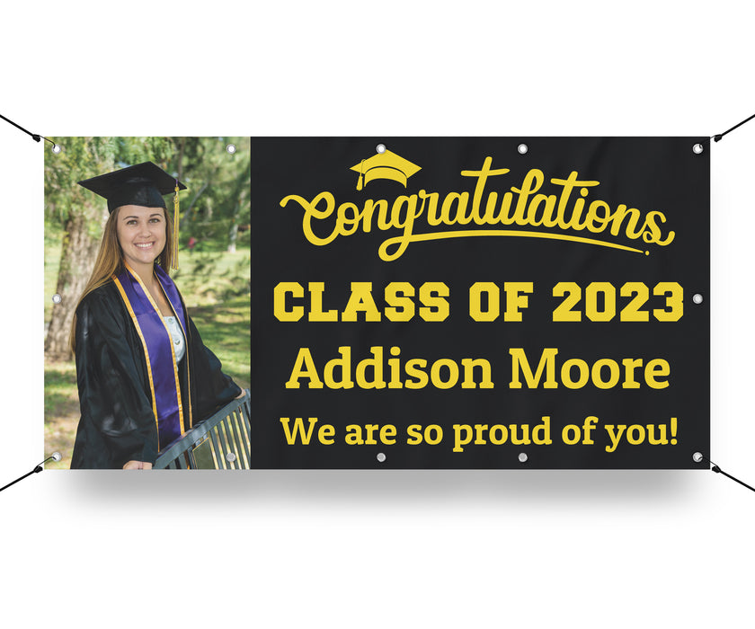 Graduation Banner Sign, Personalized Congratulations, School Colors, Custom Student Photo, Graduation Party Decorations, Class of 2023 Sign