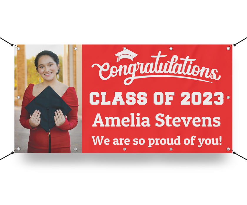 Graduation Banner Sign, Personalized Congratulations, School Colors, Custom Student Photo, Graduation Party Decorations, Class of 2023 Sign