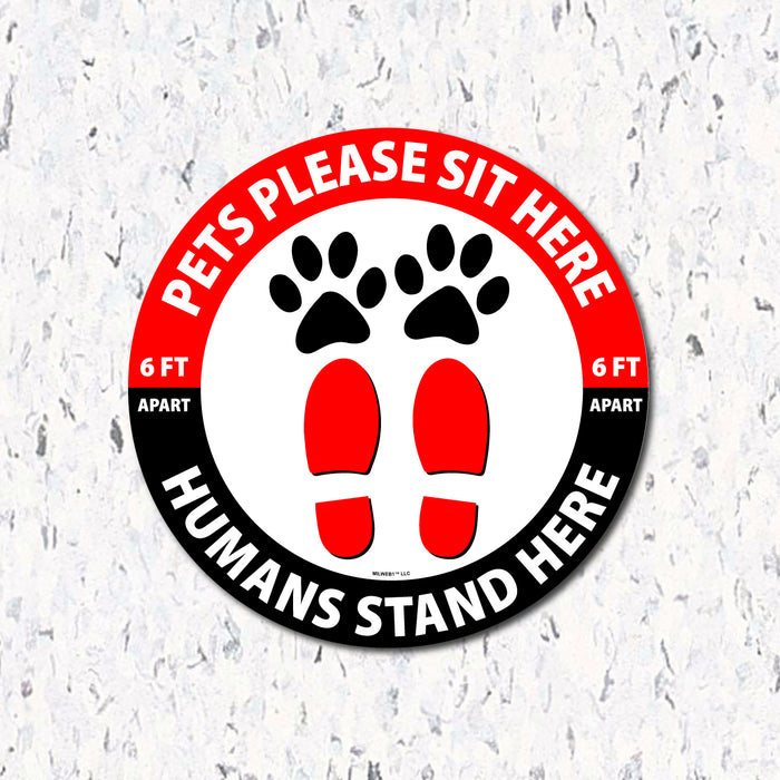 Pets Please Sit Here / Humans Stand Here - Floor Decals - Milweb1