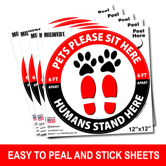 Pets Please Sit Here / Humans Stand Here - Floor Decals - Milweb1