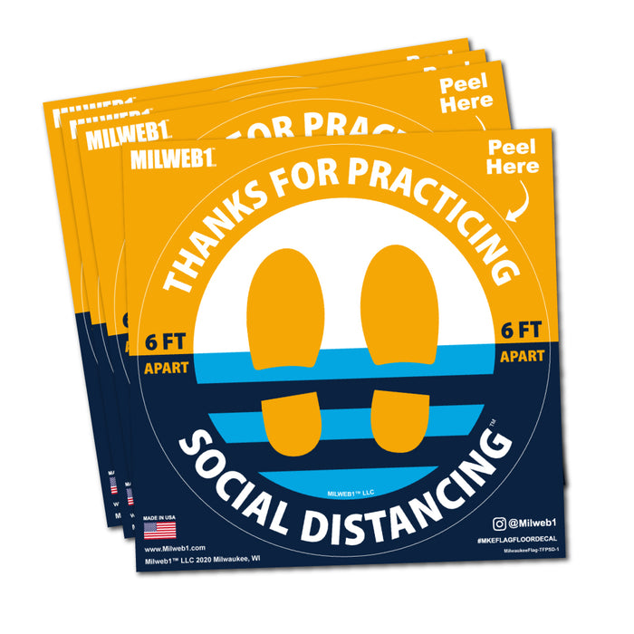 Milwaukee Flag Themed - Social Distancing Floor Decal - Milweb1
