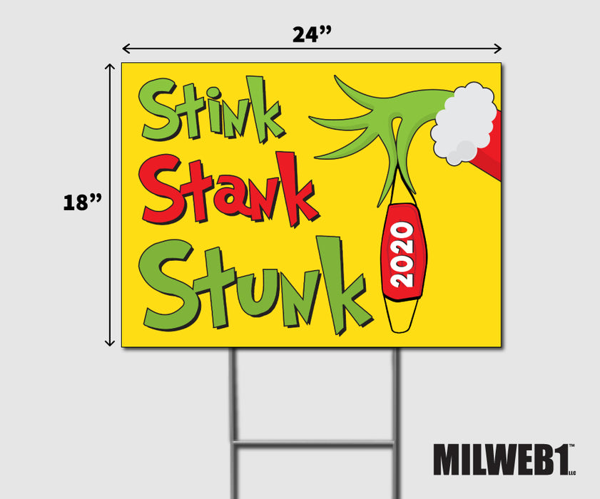 Stink Stank Stunk Double-Sided Yard Sign with Stake - Milweb1