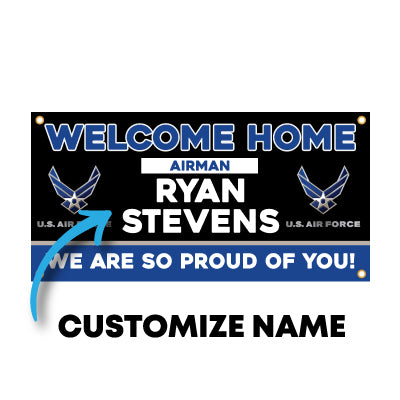 Welcome Home U.S. Air Force / United States Military Customizable - Vinyl Banner Sign - Milweb1