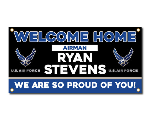 Welcome Home U.S. Air Force / United States Military Customizable - Vinyl Banner Sign - Milweb1