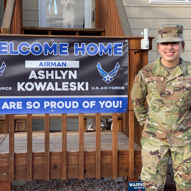 Welcome Home U.S. Air Force / United States Military Customizable - Vinyl Banner Sign - Milweb1