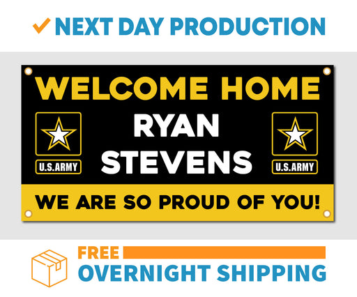 Welcome Home U.S. Army / United States Military Customizable - Vinyl Banner - Sign - Free Overnight Shipping - Milweb1