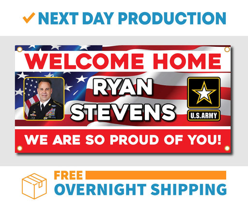 Welcome Home U.S. Army / United States Military Customizable with Photo - Vinyl Banner - Sign - Free Overnight Shipping - Milweb1