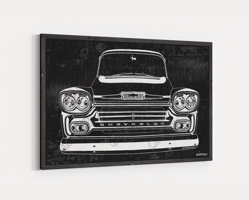1958 Apache Chevrolet Chevy Truck CarGrilleArt TM | Sign Car Auto Man Cave Art Grill Garage Men Gifts Wall Decor Canvas Print