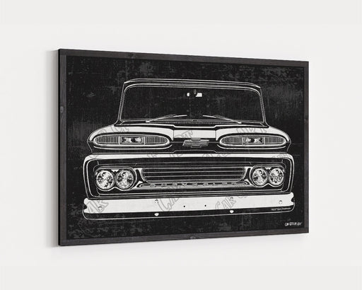1960 C10 Chevrolet Chevy Truck CarGrilleArt TM | Sign Car Auto Man Cave Art Grill Garage Men Gifts Wall Decor Canvas Print