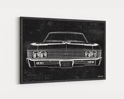 1967 Chevrolet Chevy Impala SS Super Sport 427 CarGrilleArt™ | Sign Car Auto Man Cave Art Grill Garage Men Gifts Wall Decor Canvas Print - Milweb1