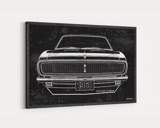 1968 Chevrolet Chevy Camaro RS CarGrilleArt TM | Sign Car Auto Man Cave Art Grill Garage Men Gifts Wall Decor Canvas Print