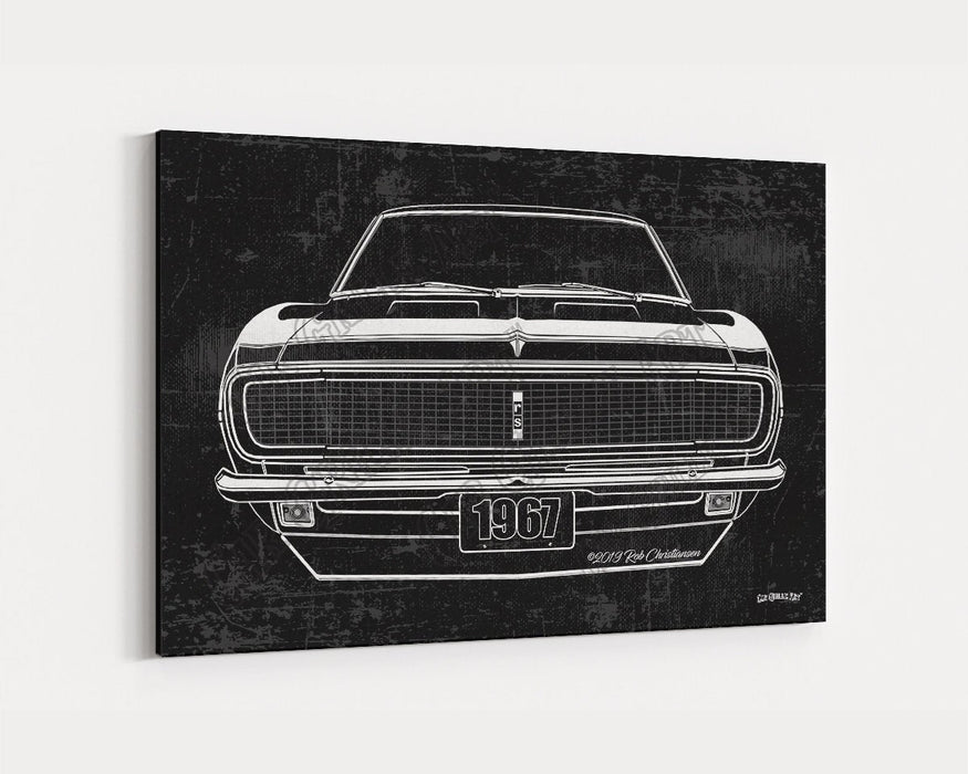 1967 Chevrolet Chevy Camaro RS CarGrilleArt TM | Sign Car Auto Man Cave Art Grill Garage Men Gifts Wall Decor Canvas Print