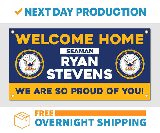 Welcome Home U.S. Navy - Seaman / United States Military Customizable - Vinyl Banner - Sign - Free Overnight Shipping - Milweb1