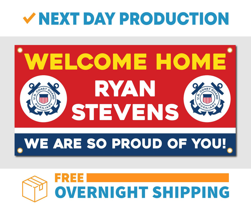 Welcome Home U.S. Coast Guard / United States Customizable - Vinyl Banner - Sign - Free Overnight Shipping - Milweb1