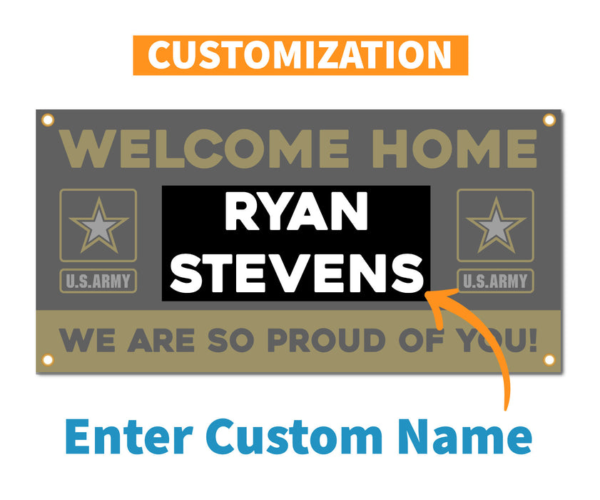 Welcome Home U.S. Army / United States Military Customizable - Vinyl Banner - Sign - Free Overnight Shipping - Milweb1