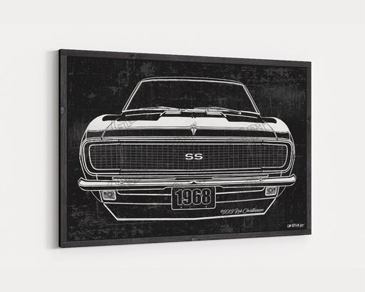 1968 Chevrolet Chevy Camaro SS/RS Hideaway CarGrilleArt TM | Sign Car Auto Man Cave Art Grill Garage Men Gifts Wall Decor Canvas Print