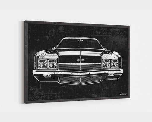 1972 Chevrolet Chevy Impala CarGrilleArt™ | Sign Car Auto Man Cave Art Grill Garage Men Gifts Wall Decor Canvas Print