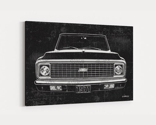 1971 C10 Chevrolet Chevy Truck CarGrilleArt TM | Sign Car Auto Man Cave Art Grill Garage Men Gifts Wall Decor Canvas Print