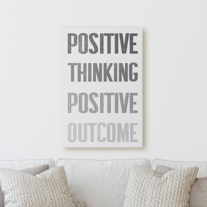 Positive Thinking Positive Outcome | Sign Motivational Empowering Work Colorful Fun Happy Positive Home Office Wall Decor Canvas Print - Milweb1