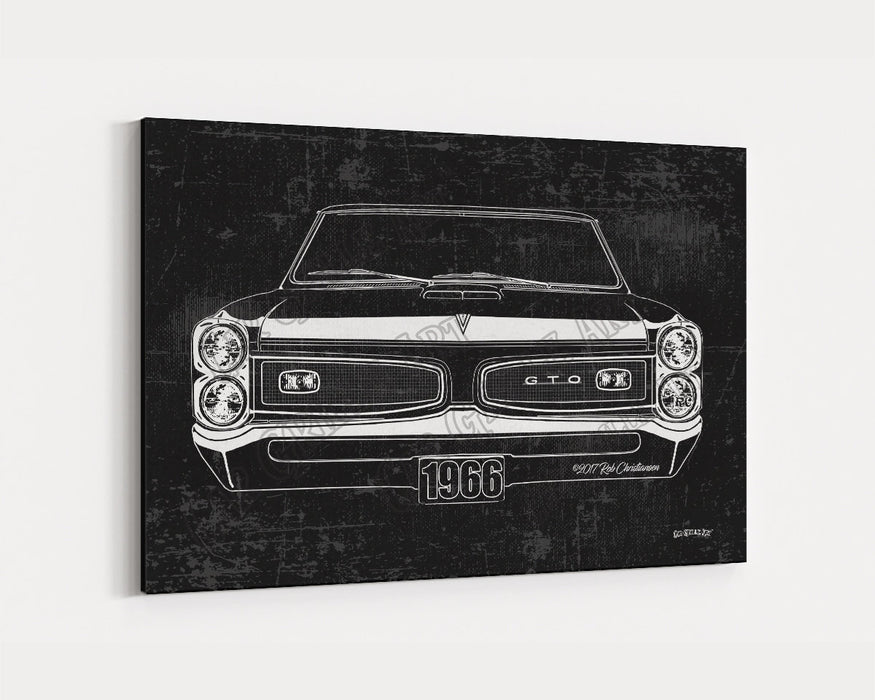 1966 Pontiac GTO CarGrilleArt™ | Sign Car Auto Man Cave Art Grill Garage Men Gifts Wall Decor Canvas Print - Milweb1