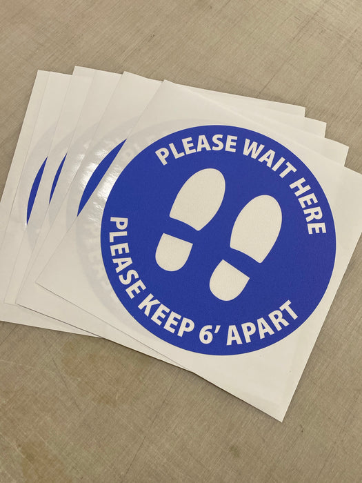 Social Distancing Floor Decals - Please Wait Here - Rectangle Packs - Milweb1