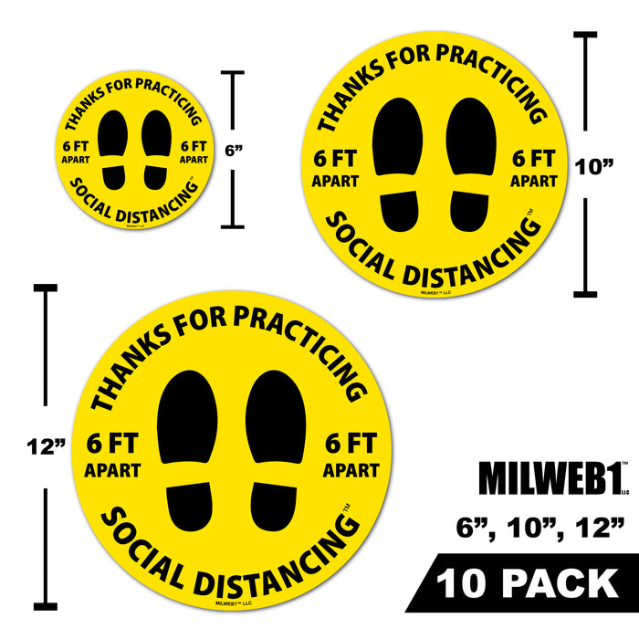 Milweb1 10 Pack - Thanks For Practicing Social Distancing Floor Decals