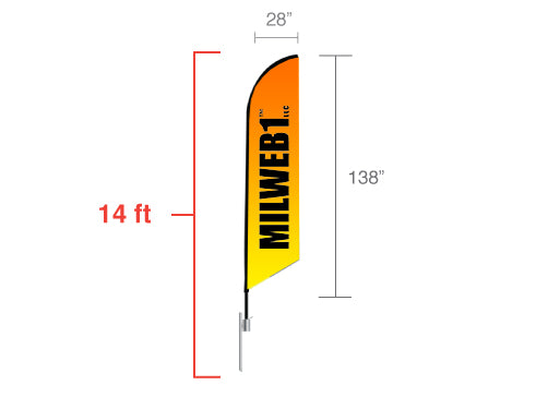 Milweb1 14' Feather Angled Flag
