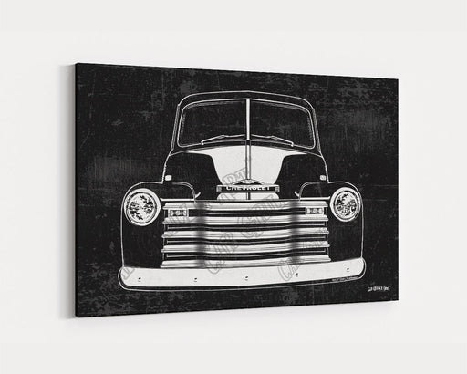 Milweb1 1947-53 3100 Chevrolet Chevy Truck CarGrilleArt TM | Sign Car Auto Man Cave Art Grill Garage Men Gifts Wall Decor Canvas Print