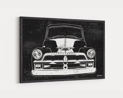 Milweb1 1954 3100 Series 1 Chevrolet Chevy Truck CarGrilleArt TM | Sign Car Auto Man Cave Art Grill Garage Men Gifts Wall Decor Canvas Print