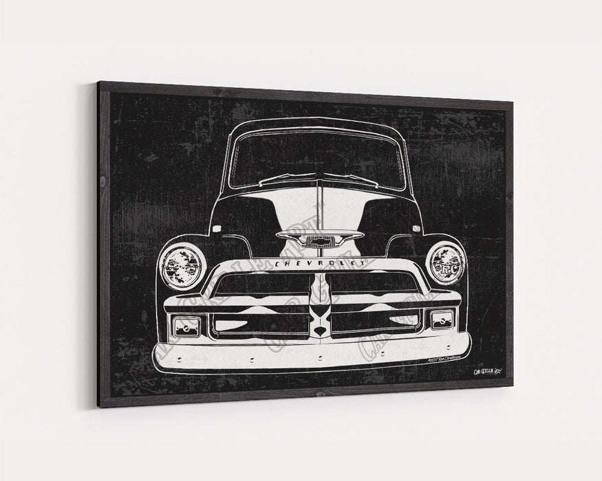 Milweb1 1954 3100 Series 1 Chevrolet Chevy Truck CarGrilleArt TM | Sign Car Auto Man Cave Art Grill Garage Men Gifts Wall Decor Canvas Print