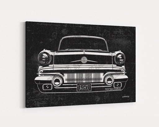 Milweb1 1957 Pontiac Bonneville CarGrilleArt™ | Sign Car Auto Man Cave Art Grill Garage Men Gifts Wall Decor Canvas Print