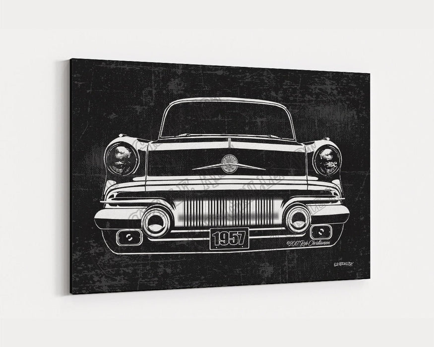 Milweb1 1957 Pontiac Bonneville CarGrilleArt™ | Sign Car Auto Man Cave Art Grill Garage Men Gifts Wall Decor Canvas Print