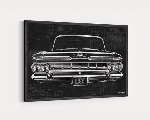 Milweb1 1959 Chevrolet Chevy Impala 348 CarGrilleArt™ | Sign Car Auto Man Cave Art Grill Garage Men Gifts Wall Decor Canvas Print