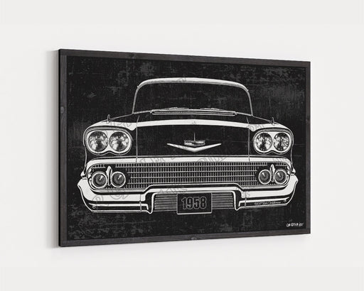Milweb1 1959 Chevrolet Chevy Impala CarGrilleArt™ | Sign Car Auto Man Cave Art Grill Garage Men Gifts Wall Decor Canvas Print