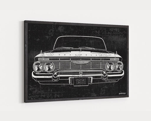 Milweb1 1961 Chevrolet Chevy Impala 409 CarGrilleArt™ | Sign Car Auto Man Cave Art Grill Garage Men Gifts Wall Decor Canvas Print