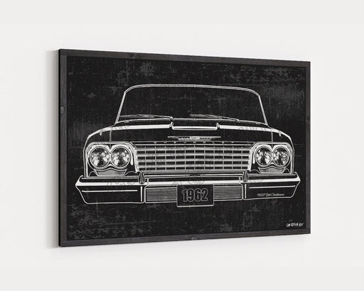 Milweb1 1962 Chevrolet Chevy Impala CarGrilleArt™ | Sign Car Auto Man Cave Art Grill Garage Men Gifts Wall Decor Canvas Print