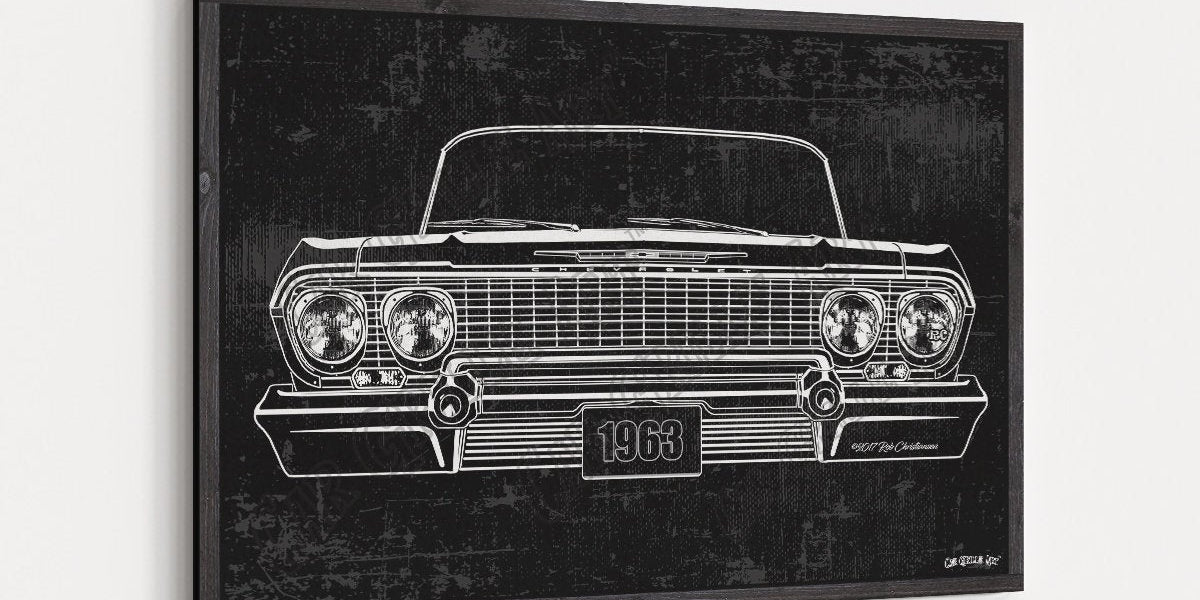 1963 Chevrolet Chevy Impala CarGrilleArt™ | Sign Car Auto Man Cave